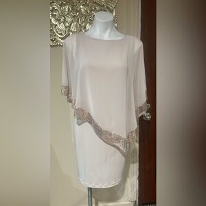 R & M Richards Cream Dress with Gold Accents